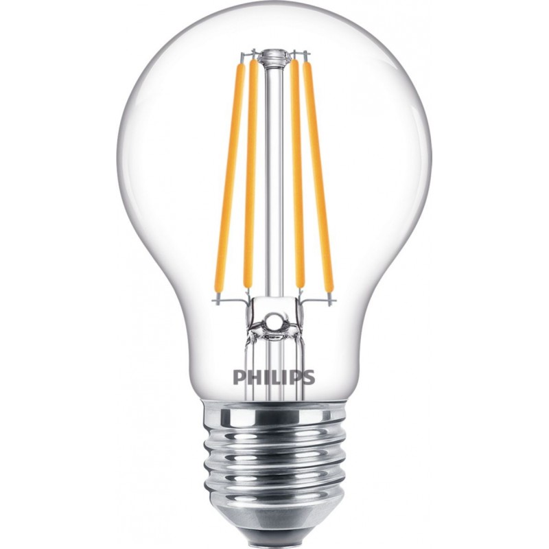 5,95 € Spedizione Gratuita | Lampadina LED Philips LED Classic 8.5W E27 LED 2700K Luce molto calda. 10×7 cm