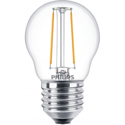 3,95 € Spedizione Gratuita | Lampadina LED Philips LED Classic 2W E27 LED 2700K Luce molto calda. 8×5 cm. lume di candela a LED Stile design