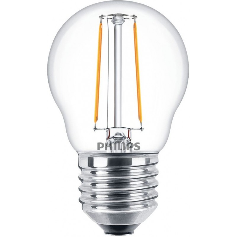 3,95 € Envío gratis | Bombilla LED Philips LED Classic 2W E27 LED 2700K Luz muy cálida. 8×5 cm. Luminaria de Vela LED Estilo diseño