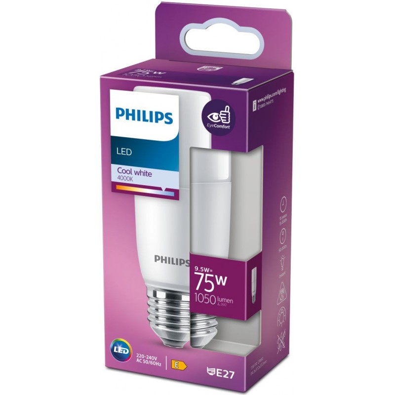 5,95 € Free Shipping | LED light bulb Philips LED Stick 9.5W E27 LED 4000K Neutral light. 12×5 cm