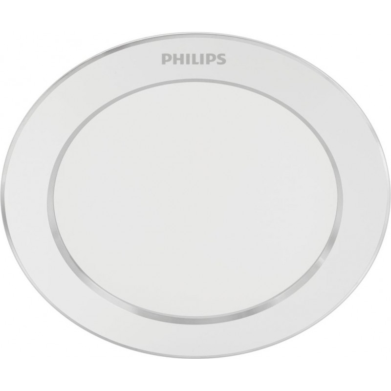 7,95 € Envío gratis | Iluminación empotrable Philips Diamond Cut 5W Forma Redonda Ø 10 cm. Foco downlight Cocina, baño y pasillo. Estilo clásico. Color blanco