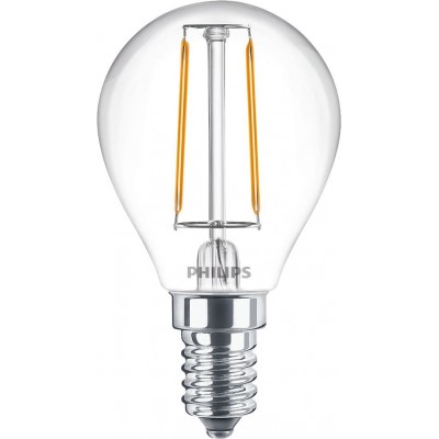 3,95 € Envio grátis | Lâmpada LED Philips LED Classic 2W E14 LED 2700K Luz muito quente. 8×5 cm. Luz de vela led
