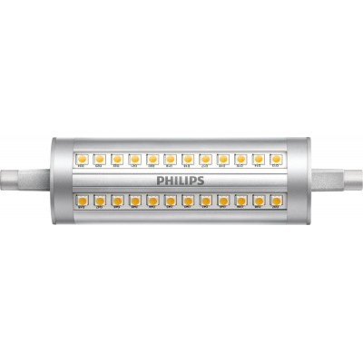 18,95 € Envio grátis | Lâmpada LED Philips R7s 14W LED 3000K Luz quente. 12×3 cm. Dimmable Cor branco