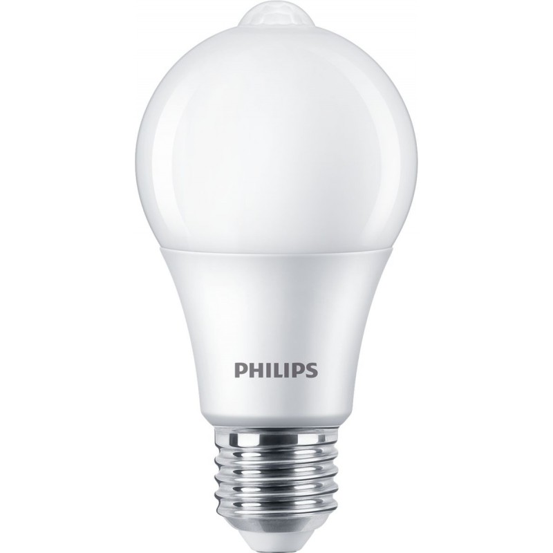 10,95 € Envio grátis | Lâmpada LED Philips LED Sensor 8W E27 LED 2700K Luz muito quente. 12×7 cm