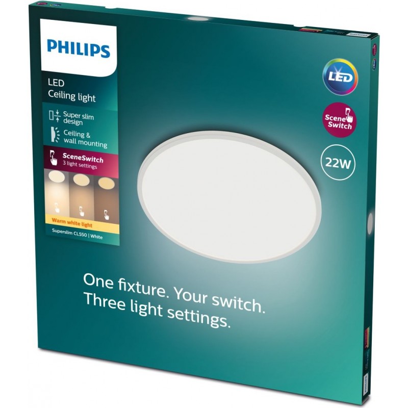 79,95 € Free Shipping | Indoor ceiling light Philips CL550 22W Round Shape Ø 43 cm. Dimmable Kitchen and bathroom. Modern Style. White Color