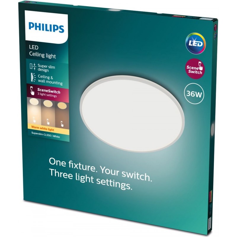 125,95 € Free Shipping | Indoor ceiling light Philips CL550 36W Round Shape Ø 55 cm. Dimmable Kitchen and bathroom. Modern Style. White Color