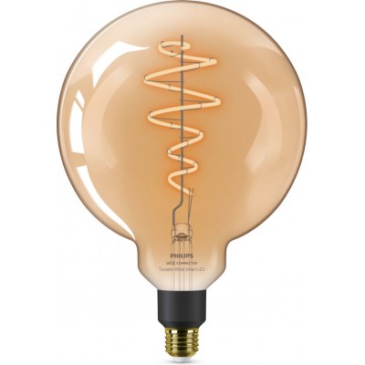 57,95 € Free Shipping | LED light bulb Philips Smart LED Wi-Fi 6W 29×23 cm. Amber filament. Wi-Fi + Bluetooth. Control with WiZ or Voice app Vintage Style. Crystal