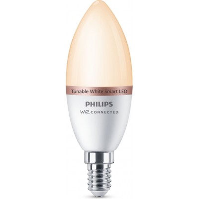 LED-Glühbirne Philips Smart LED Wi-Fi 4.8W 12×7 cm. LED-Kerzenlicht. WLAN + Bluetooth. Steuerung mit WiZ oder Voice-App PMMA und Polycarbonat