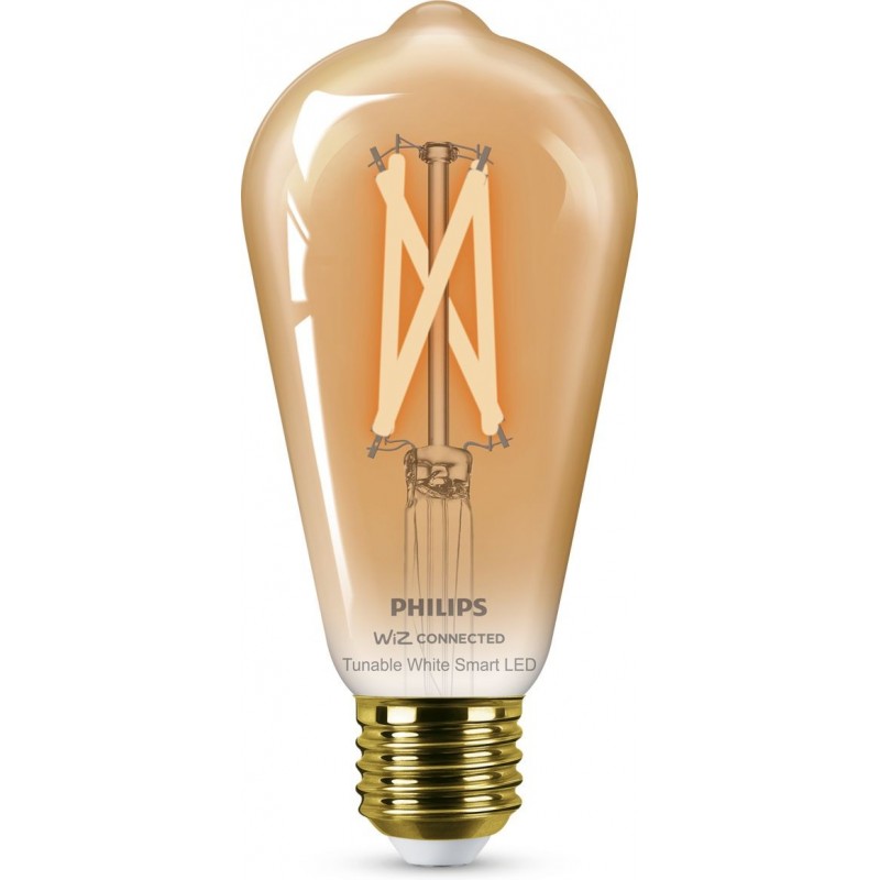 33,95 € Envoi gratuit | Ampoule LED Philips Smart LED Wi-Fi 7W 14×9 cm. Filament ambré. Wi-Fi + Bluetooth. Contrôle avec WiZ ou application vocale Style vintage. Cristal