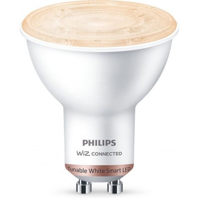 29,95 € Envío gratis | Bombilla LED Philips Smart LED Wi-Fi 4.8W 7×6 cm. Spot PAR16. Wi-Fi + Bluetooth. Control con aplicación WiZ o Voz PMMA y Policarbonato