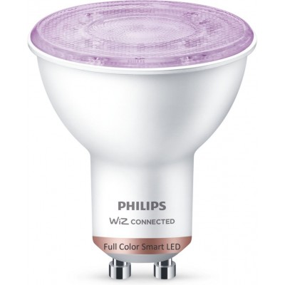 37,95 € Envío gratis | Bombilla LED Philips Smart LED Wi-Fi 4.8W 7×6 cm. Spot PAR16. Wi-Fi + Bluetooth. Control con aplicación WiZ o Voz PMMA y Policarbonato