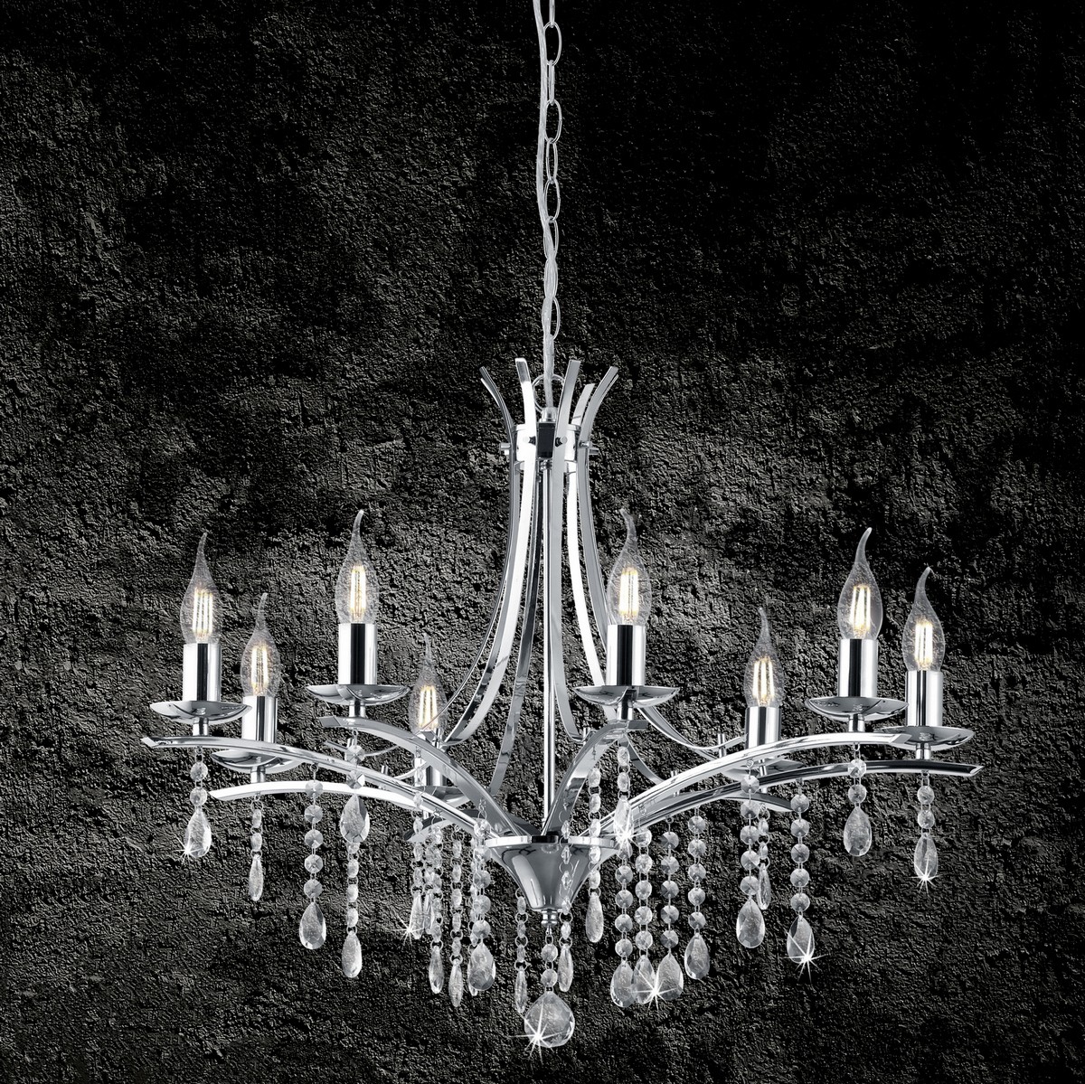 215,95 € Free Shipping | Chandelier Trio Lucerna Ø 69 cm. Metal casting. Plated chrome Color