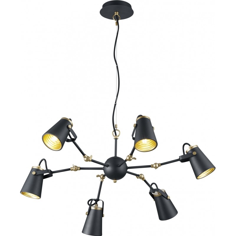 105,95 € 免费送货 | 枝形吊灯 Trio Edward Ø 80 cm. 客厅 和 卧室. 现代的 风格. 金属. 黑色的 颜色
