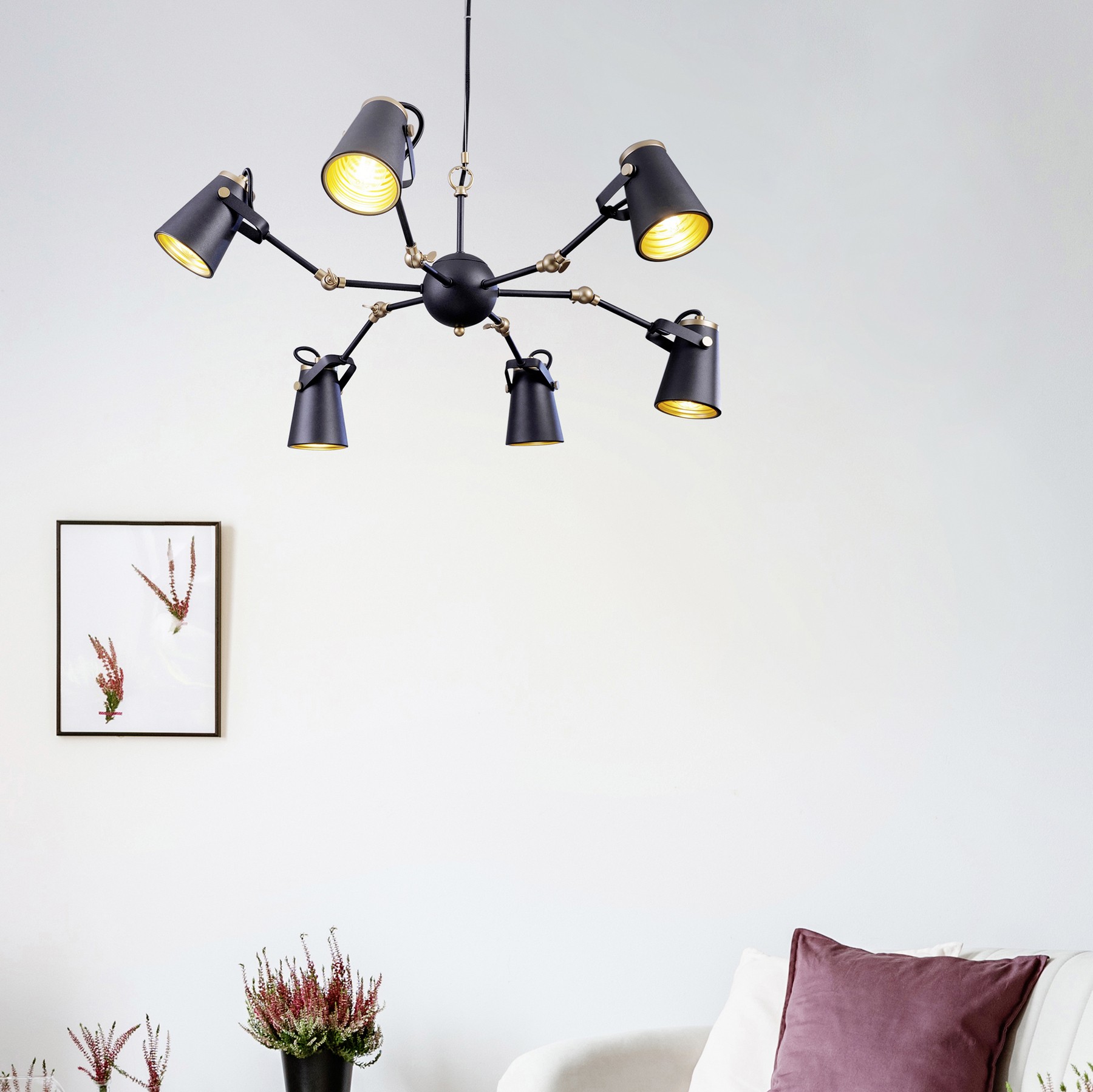 105,95 € Free Shipping | Chandelier Trio Edward Ø 80 cm. Metal casting. Black Color