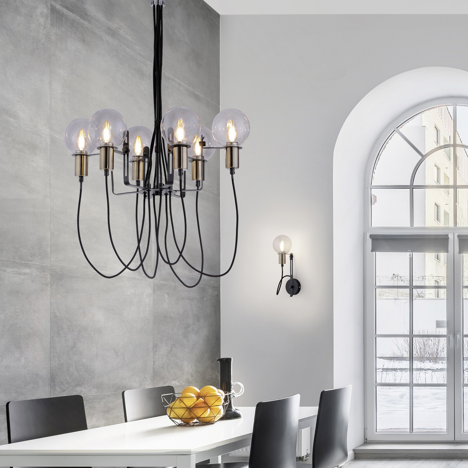 23,95 € Envío gratis | Aplique de pared interior Trio Nacho 39×12 cm. Altura regulable Metal. Color negro