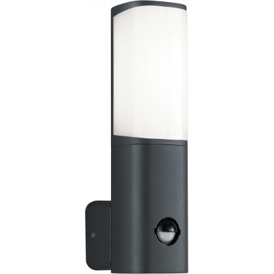 Aplique de pared exterior Trio Ticino 5.5W 3000K Luz cálida. 27×7 cm. LED integrado. Sensor de movimiento Aluminio fundido. Color antracita