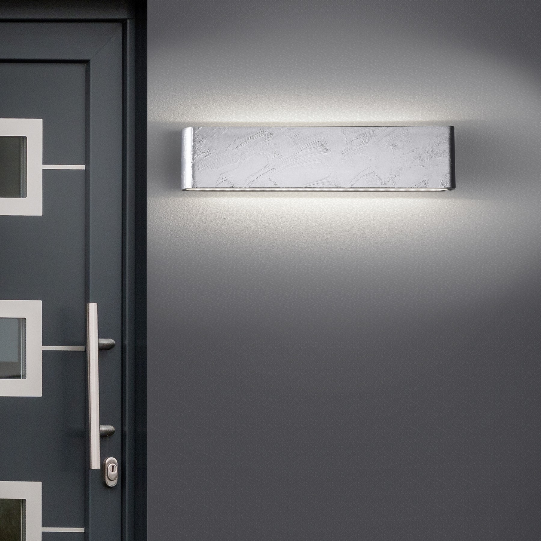59,95 € Envoi gratuit | Applique murale d'extérieur Trio Thames II 8W 3000K Lumière chaude. 47×9 cm. LED intégrée Fonte d'aluminium. Couleur zinc
