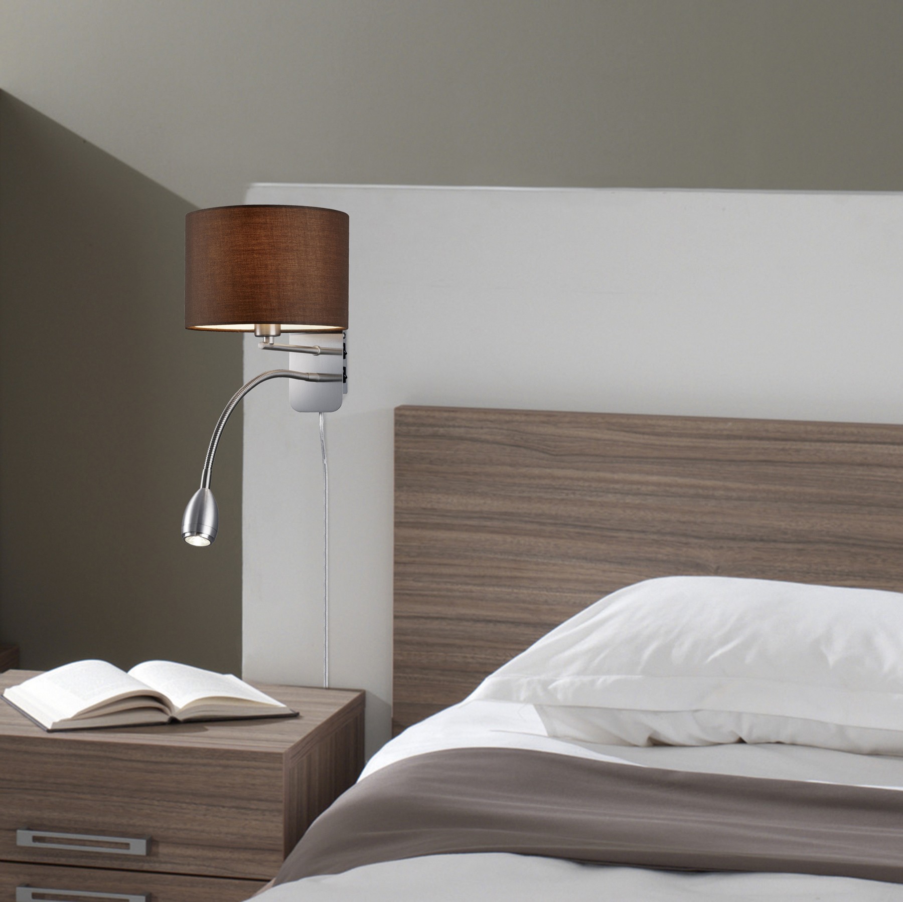 45,95 € Spedizione Gratuita | Lampada da parete per interni Trio Hotel 24×20 cm. Flessibile Metallo. Colore nichel opaco