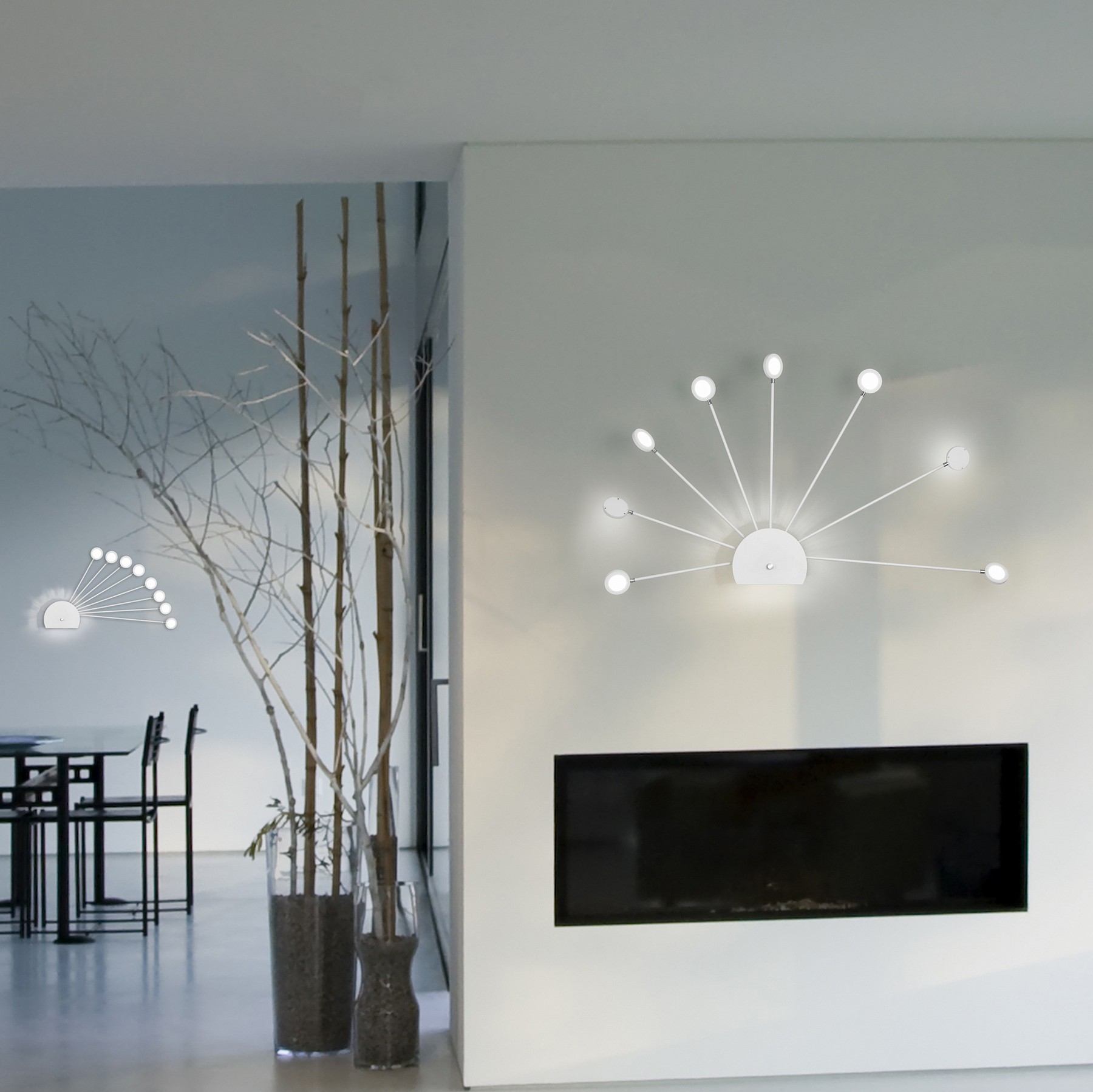 115,95 € 免费送货 | 室内壁灯 Trio Peacock 2.7W 4000K 中性光. 104×61 cm. 可调光 LED 定向光 金属. 白色的 颜色