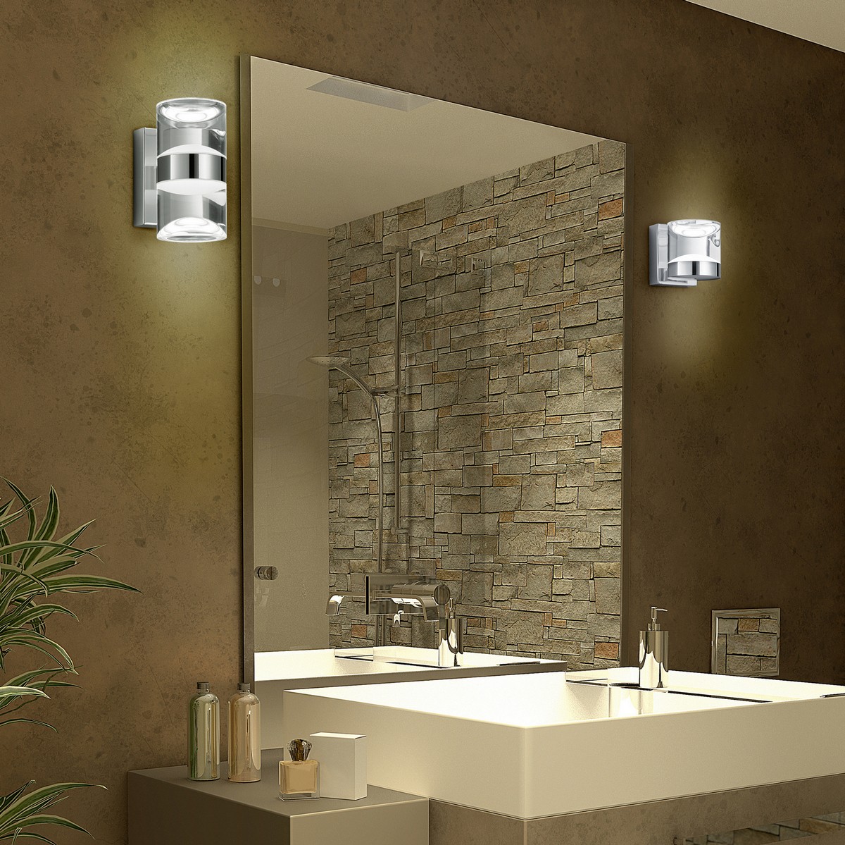 51,95 € Envio grátis | Luz de parede interna Trio Brian 3.7W 3000K Luz quente. 10×9 cm. LED integrado Metais. Cor cromado