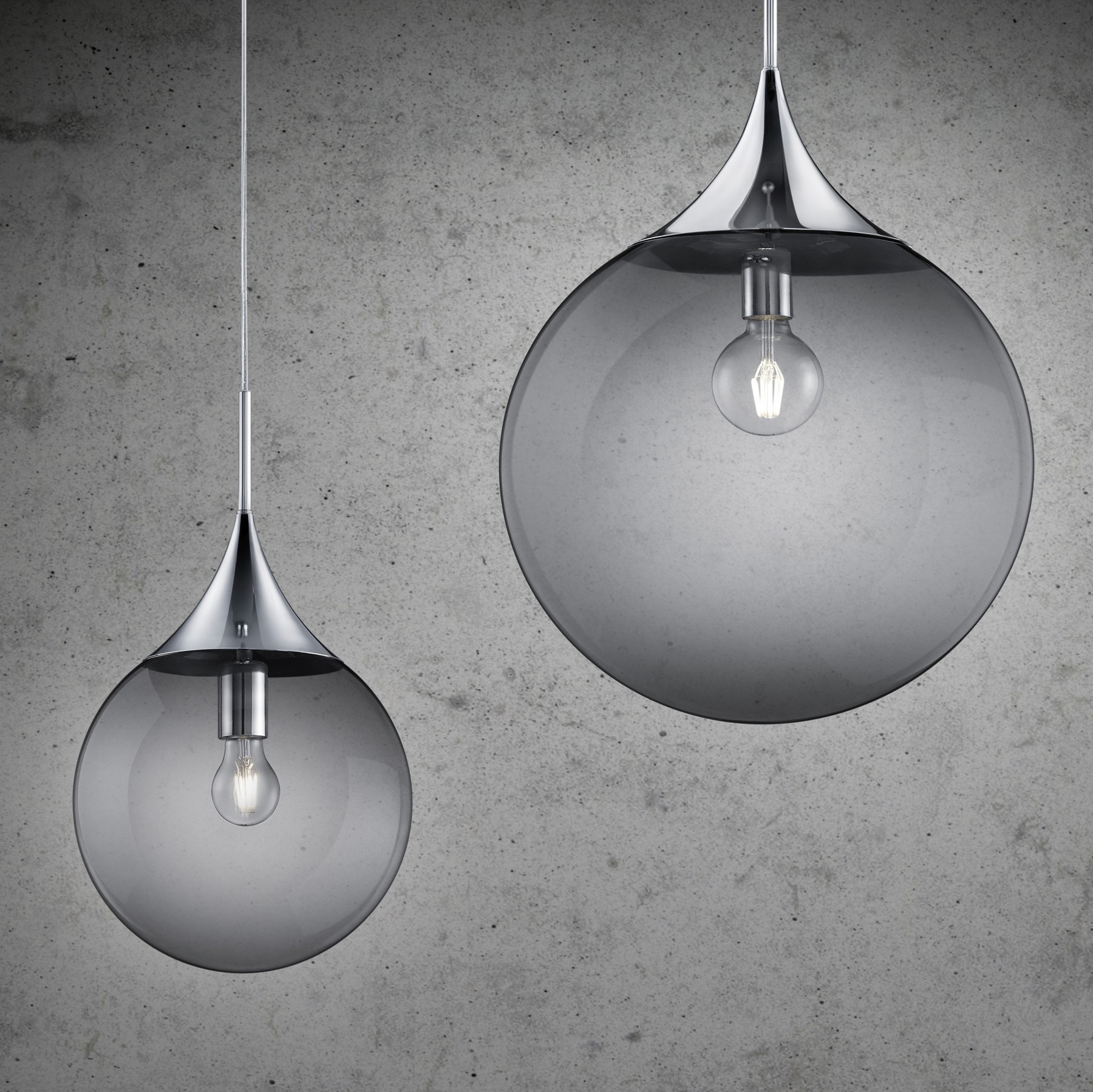 46,95 € Free Shipping | Hanging lamp Trio Midas Ø 30 cm. Metal casting. Plated chrome Color