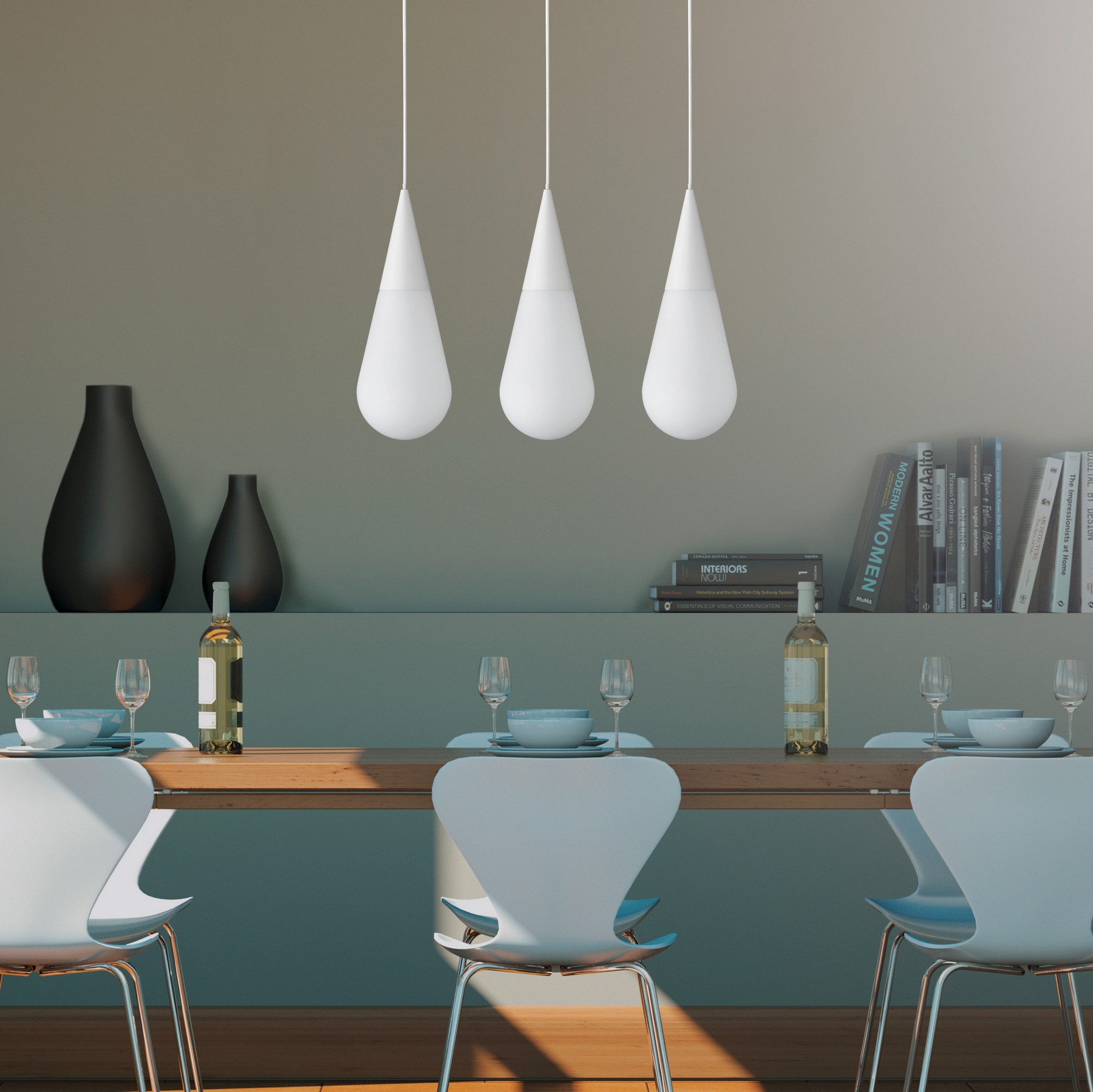 116,95 € Free Shipping | Hanging lamp Trio Toulon 120×80 cm. Metal casting. White Color