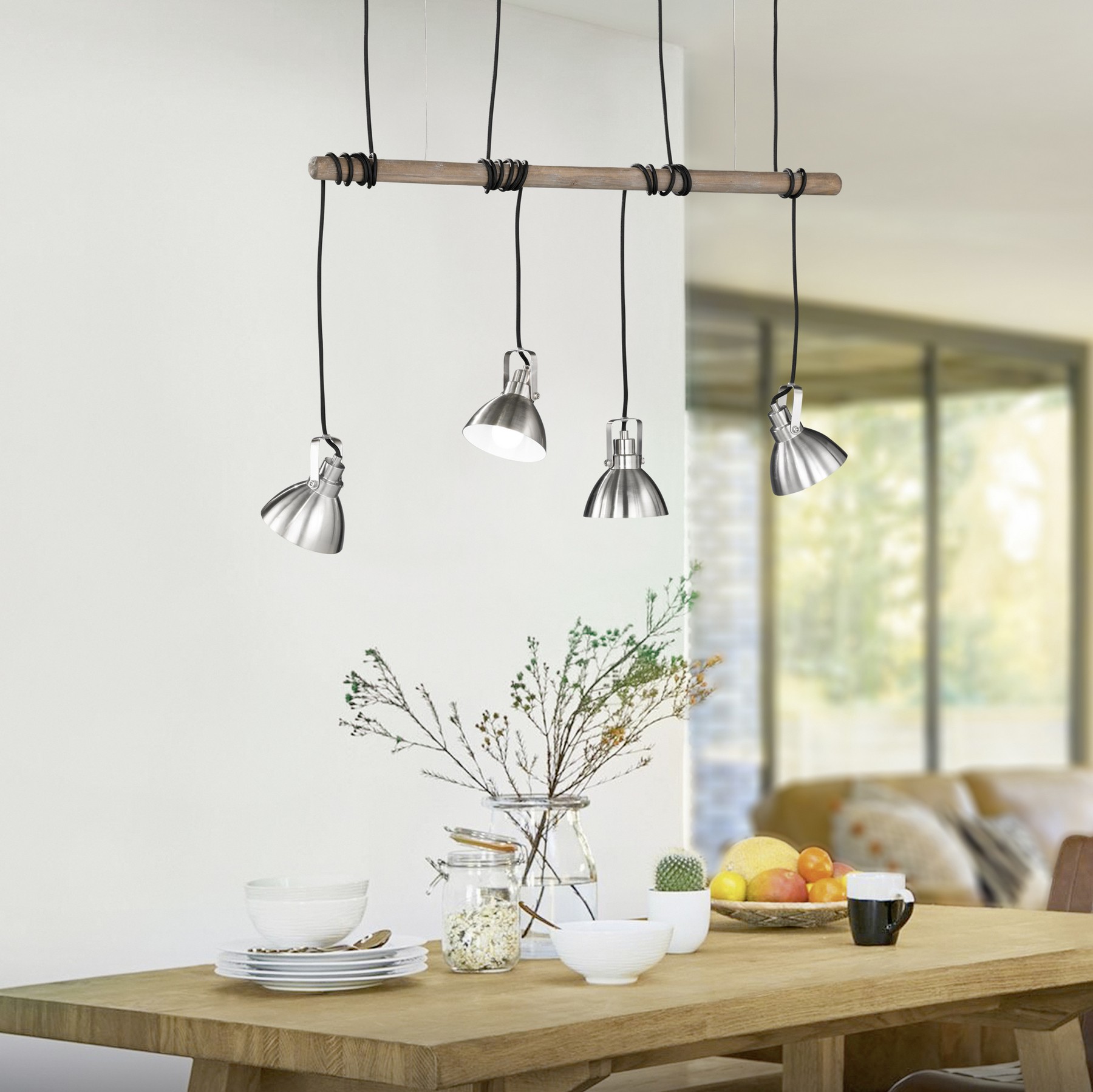 85,95 € Kostenloser Versand | Hängelampe Trio Timber 150×85 cm. Metall. Braun Farbe