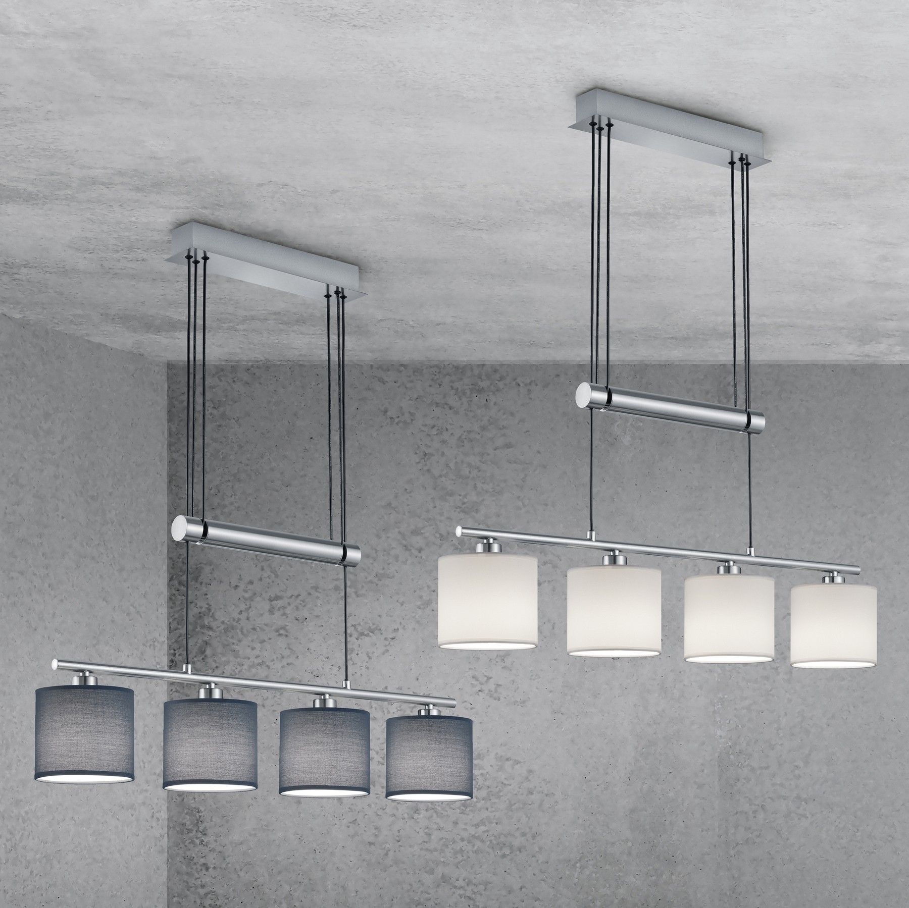 124,95 € Kostenloser Versand | Hängelampe Trio Garda 150×77 cm. Verstellbare Höhe Metall. Matt nickel Farbe