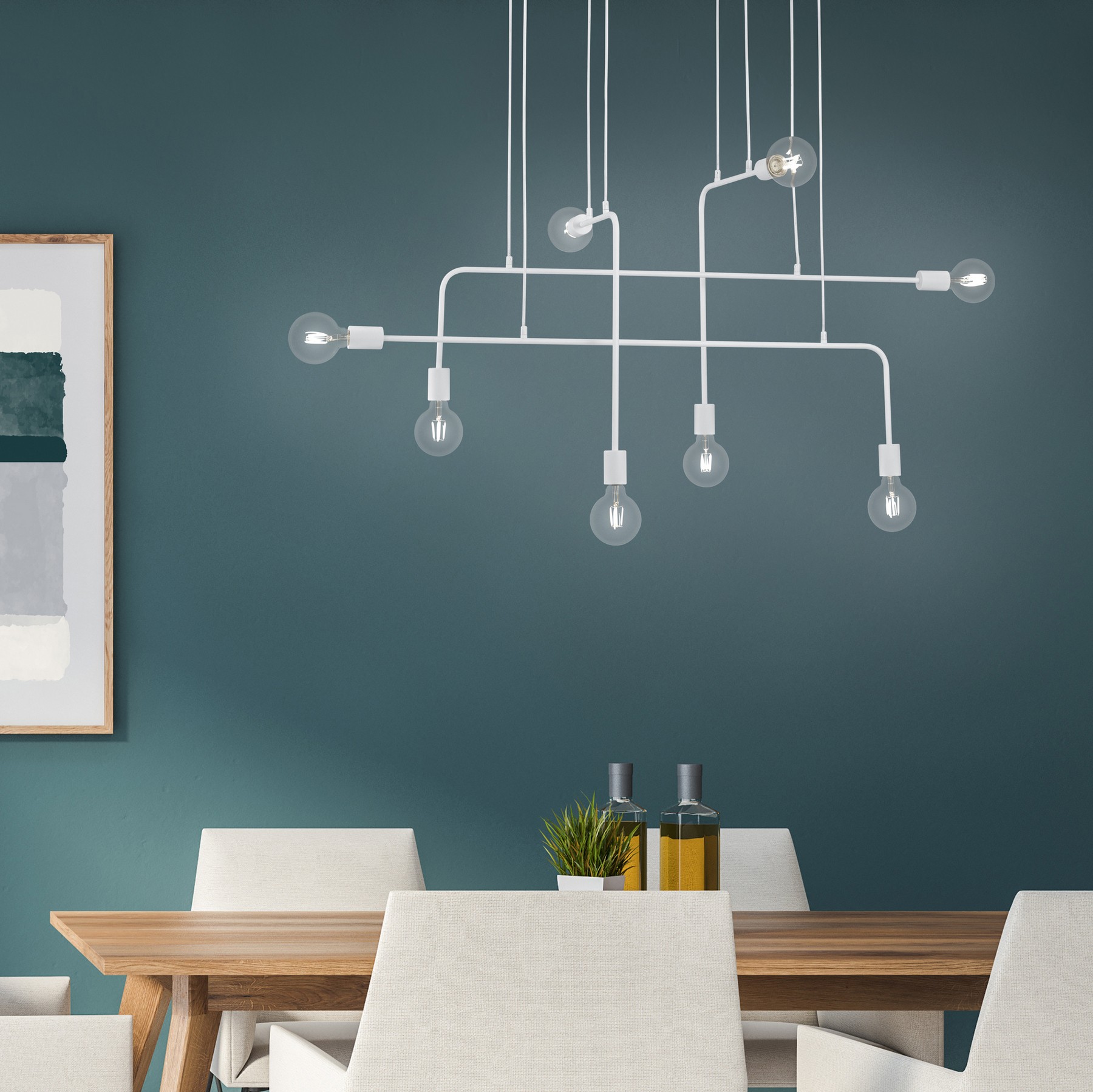 98,95 € Envoi gratuit | Lustre Trio Connor 150×126 cm. Métal. Couleur blanc