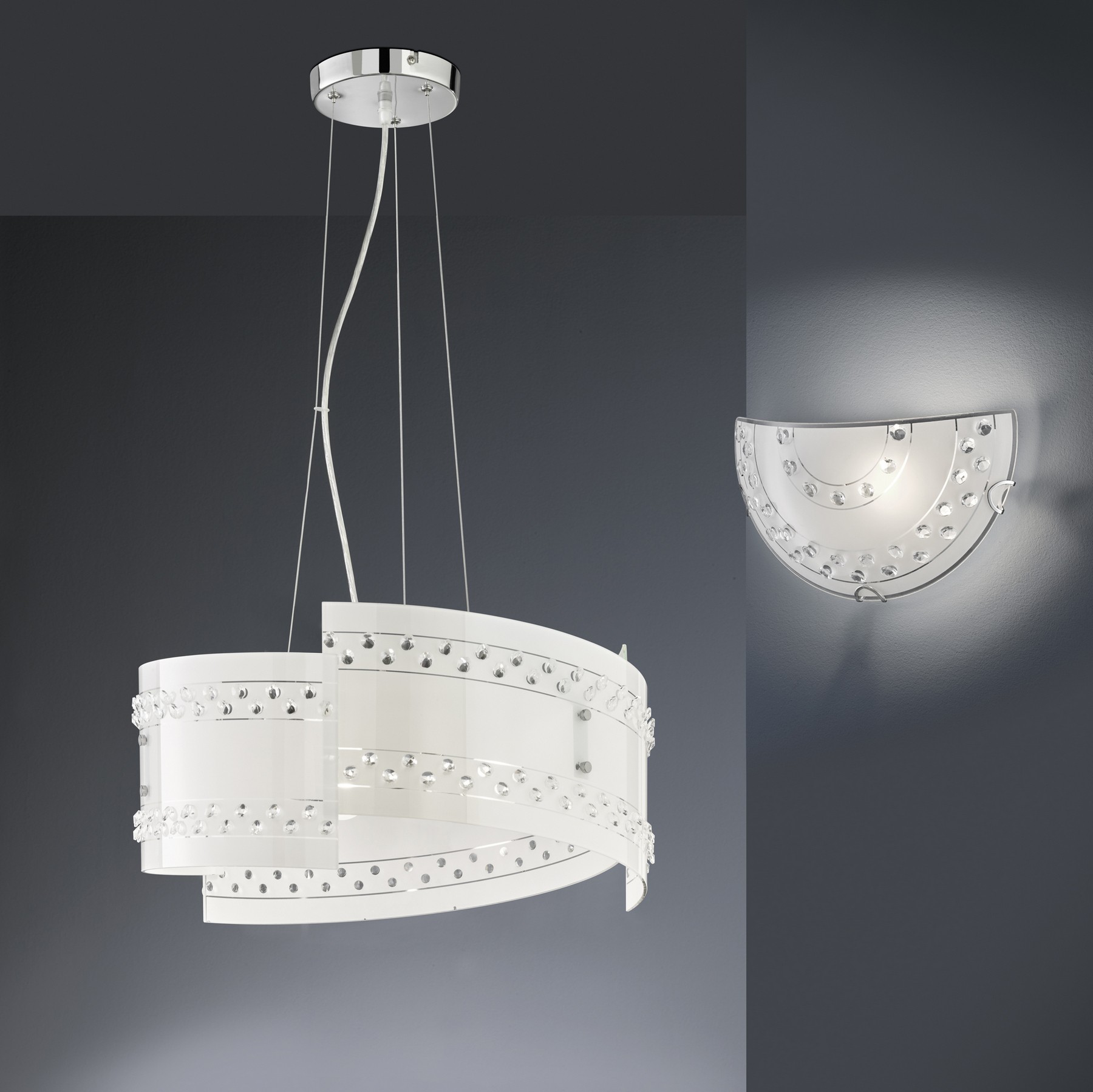 77,95 € Free Shipping | Hanging lamp Trio Christobal Ø 50 cm. Glass. White Color
