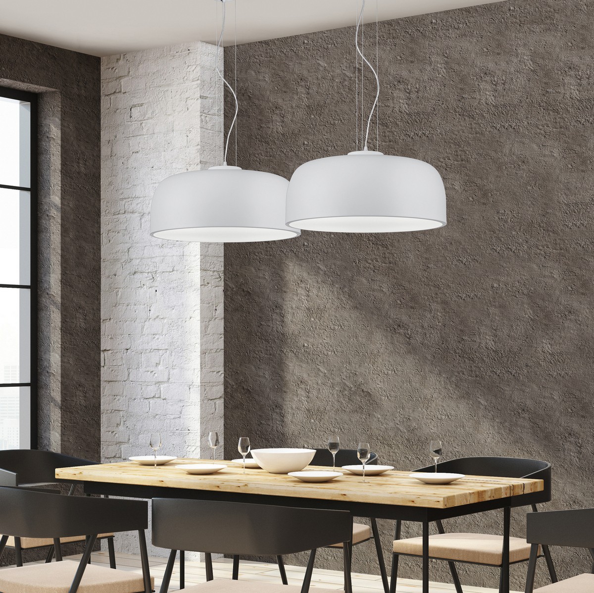 201,95 € Envio grátis | Lâmpada pendurada Trio Baron Ø 52 cm. Metais. Cor branco