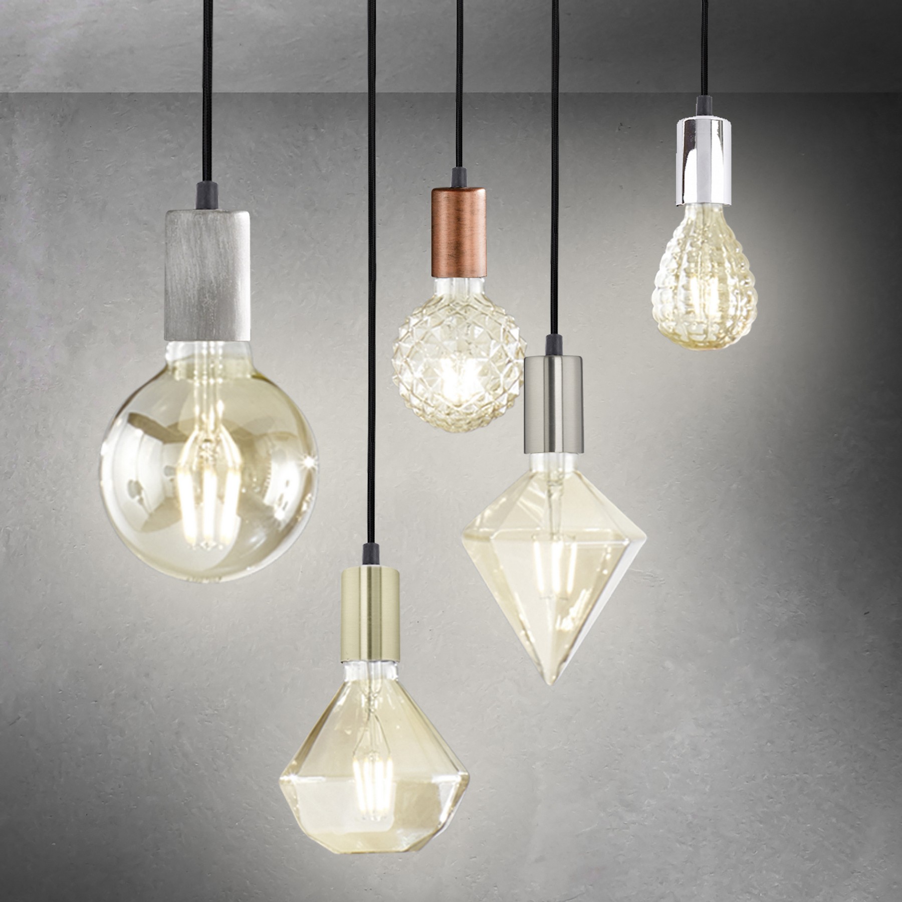19,95 € Envio grátis | Lâmpada pendurada Trio Cord Ø 12 cm. Metais. Cor cobre velho