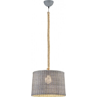 Lampe à suspension Trio Rotin Ø 39 cm. Salle et chambre. Style rustique. Métal. Couleur gris