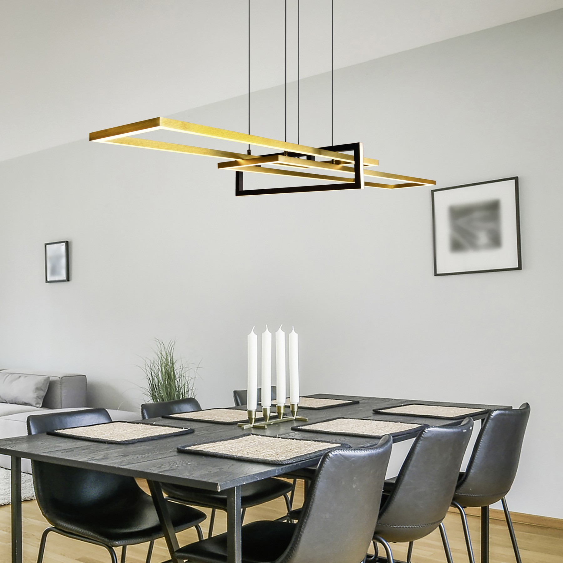 196,95 € Kostenloser Versand | Hängelampe Trio Salinas 34W 3000K Warmes Licht. 150×110 cm. Integrierte LED Metall. Kupfer Farbe