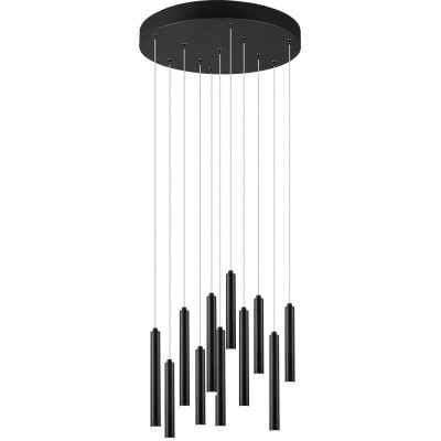 245,95 € Free Shipping | Hanging lamp Trio Tubular 2.5W 3000K Warm light. Ø 40 cm. Integrated LED Living room and bedroom. Modern Style. Metal casting. Black Color