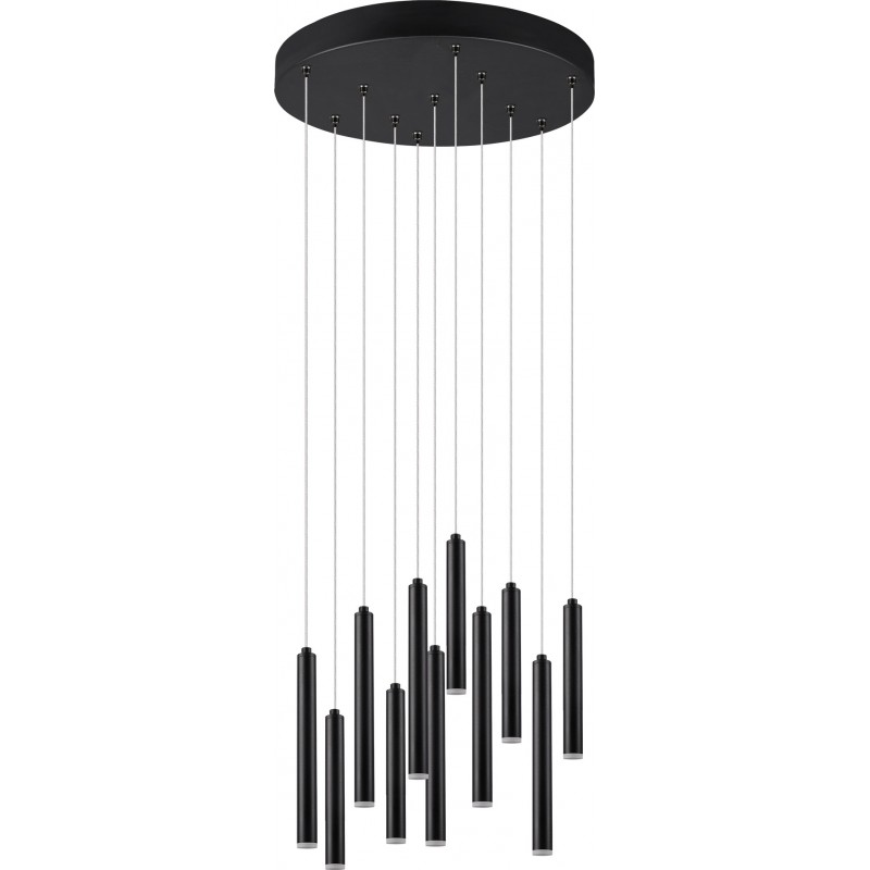 245,95 € Free Shipping | Hanging lamp Trio Tubular 2.5W 3000K Warm light. Ø 40 cm. Integrated LED Living room and bedroom. Modern Style. Metal casting. Black Color