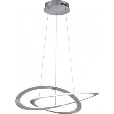 348,95 € Envio grátis | Lâmpada pendurada Trio Oakland 54W 3000K Luz quente. Ø 71 cm. Altura ajustável. LED integrado Sala de estar, cozinha e quarto. Estilo moderno. Fundição de metais. Cor níquel mate