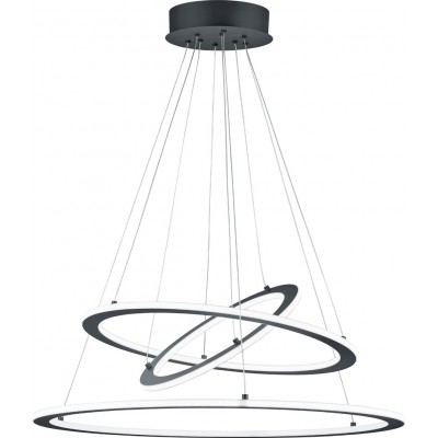 369,95 € Free Shipping | Hanging lamp Trio Durban 75W 3000K Warm light. Ø 80 cm. Integrated LED Living room and bedroom. Modern Style. Metal casting. Anthracite Color