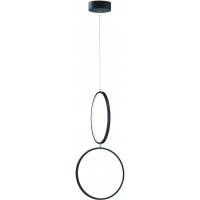 Lampe à suspension Trio Rondo 22W 3000K Lumière chaude. 150×30 cm. LED intégrée Salle et chambre. Style moderne. Métal. Couleur noir