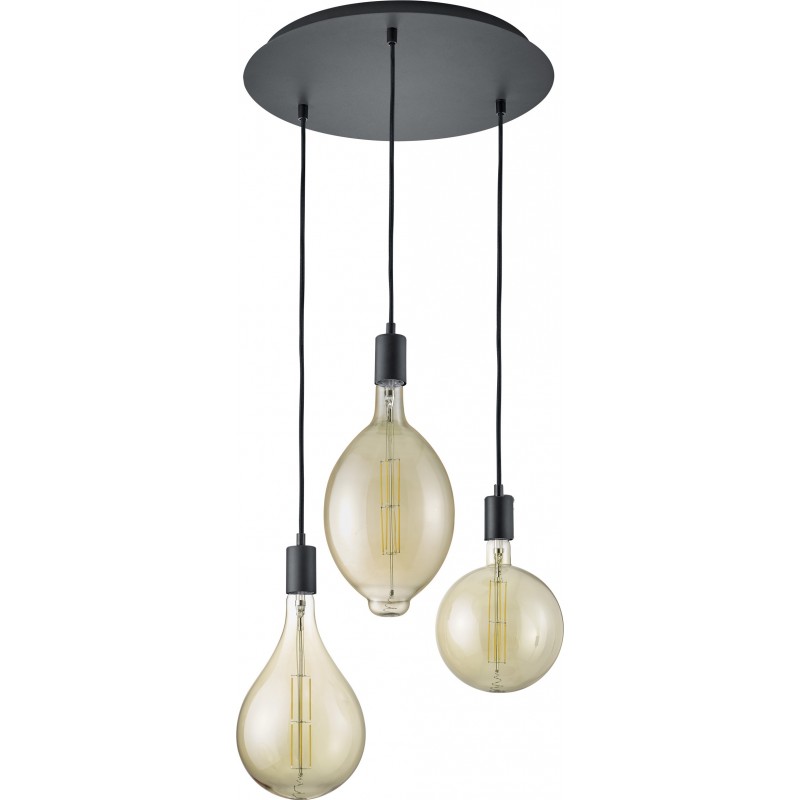 136,95 € Free Shipping | Hanging lamp Trio Ginster 8W 2700K Very warm light. Ø 40 cm. Replaceable LED Living room and bedroom. Modern Style. Metal casting. Black Color