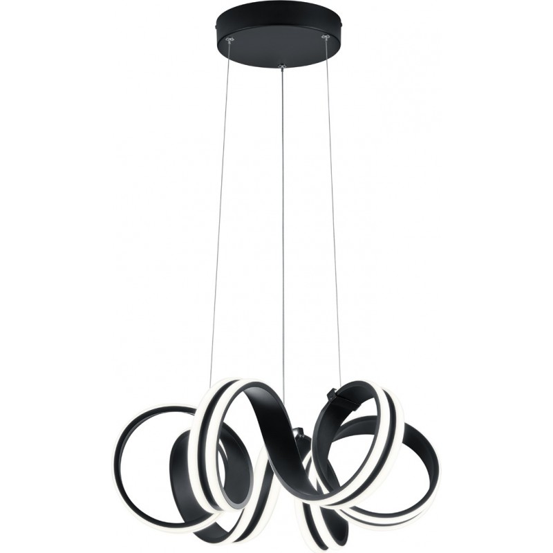 207,95 € Free Shipping | Hanging lamp Trio Carrera 38W 3000K Warm light. Ø 55 cm. Integrated LED Living room and bedroom. Modern Style. Metal casting. Black Color