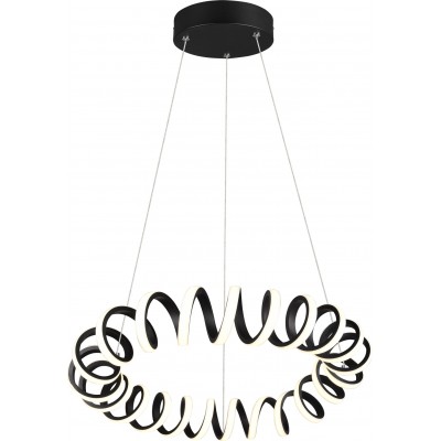 Hanging lamp Trio Curl 33W 3000K Warm light. Ø 55 cm. Integrated LED Living room and bedroom. Modern Style. Metal casting. Black Color