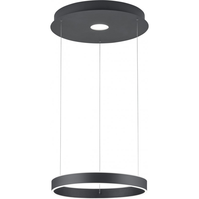 154,95 € Free Shipping | Hanging lamp Trio Logan 45W 3000K Warm light. Ø 54 cm. Integrated LED Living room and bedroom. Modern Style. Metal casting. Anthracite Color