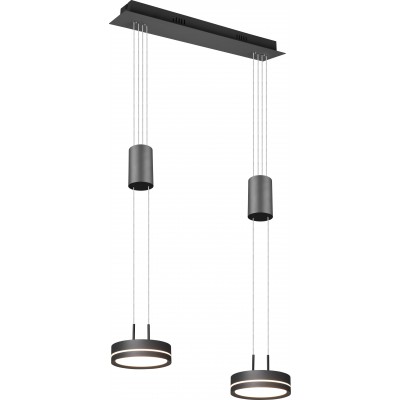 Hanging lamp Trio Franklin 9W 3000K Warm light. 180×55 cm. Adjustable height. integrated LED Living room and bedroom. Modern Style. Aluminum. Anthracite Color