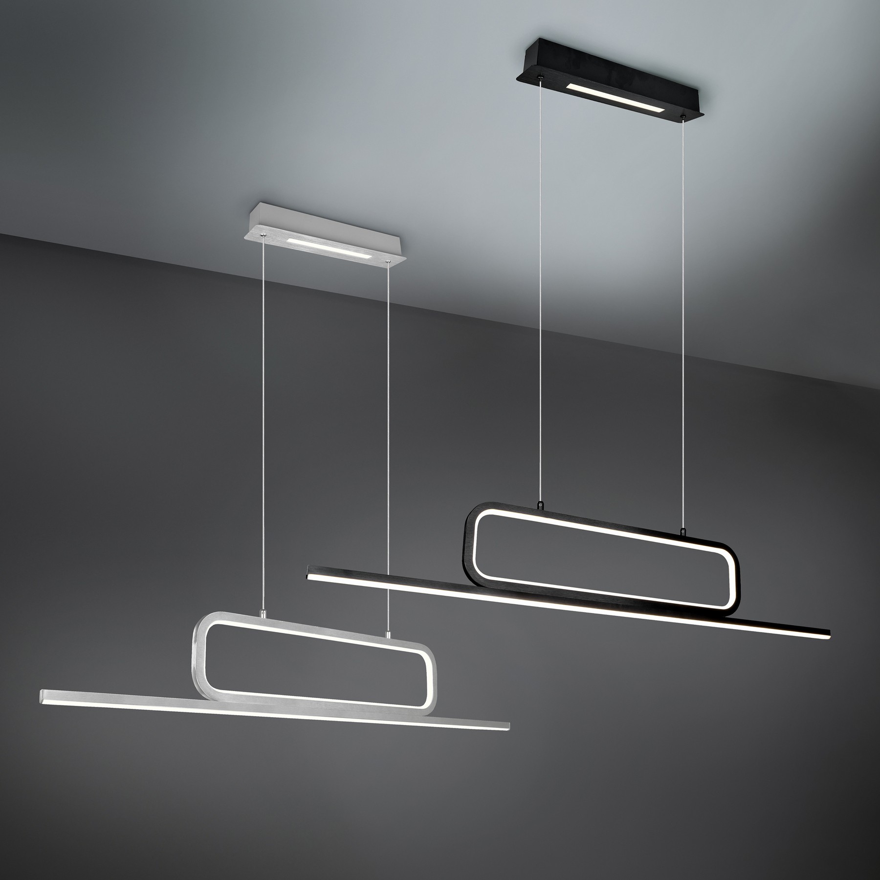 177,95 € Envio grátis | Lâmpada pendurada Trio Aick 38W 3000K Luz quente. 150×110 cm. LED integrado Metais. Cor alumínio