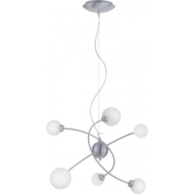 Chandelier Trio Dicapo 3W 150×54 cm. Dimmable multicolor RGBW LED. Remote control. WiZ Compatible Living room and bedroom. Modern Style. Metal casting. Matt nickel Color