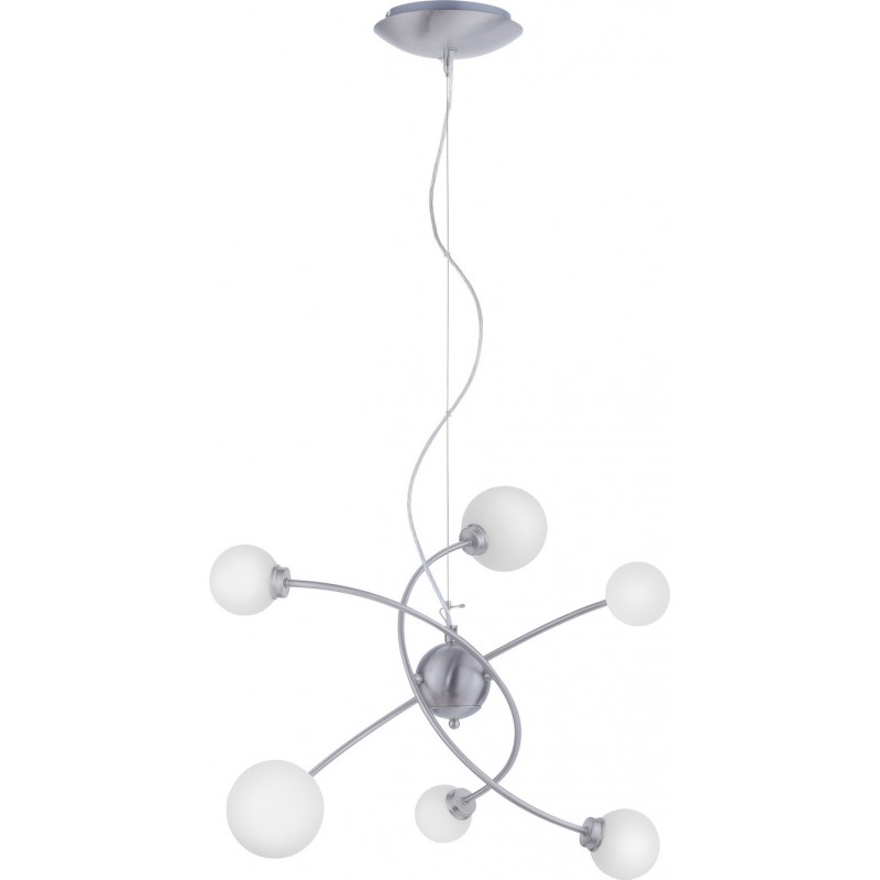 167,95 € Free Shipping | Chandelier Trio Dicapo 3W 150×54 cm. Dimmable multicolor RGBW LED. Remote control. WiZ Compatible Living room and bedroom. Modern Style. Metal casting. Matt nickel Color