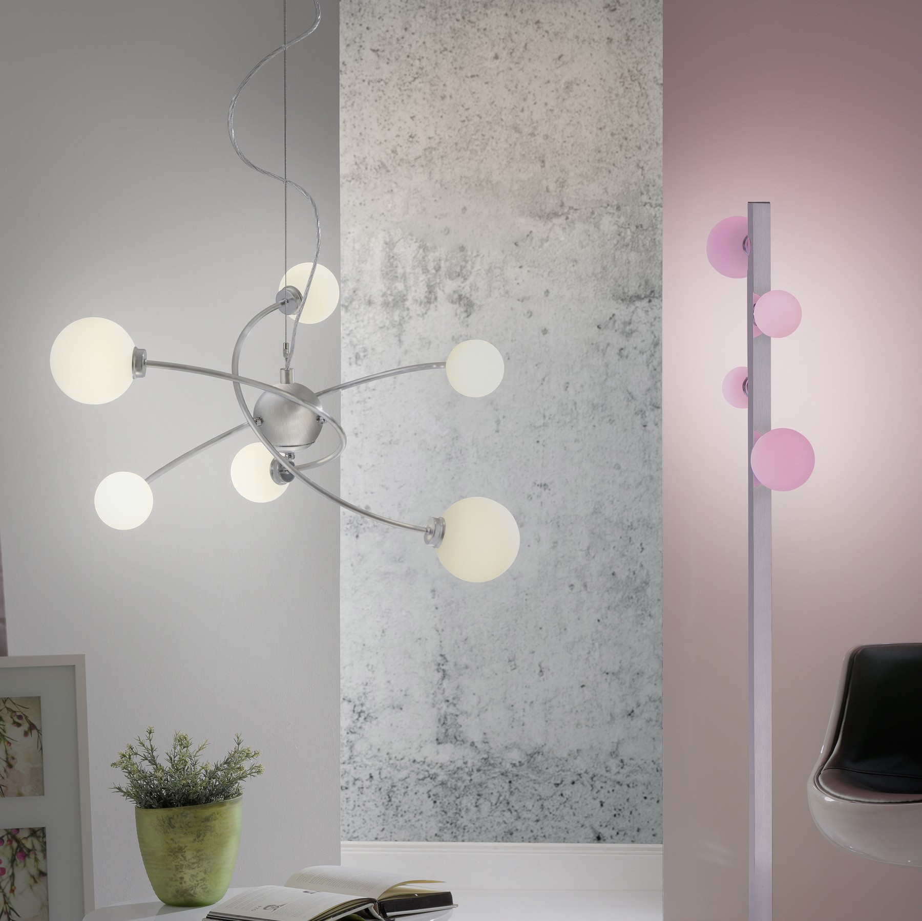 167,95 € Envío gratis | Lámpara de araña Trio Dicapo 3W 150×54 cm. LED RGBW multicolor regulable. Mando a distancia. Compatible WiZ Metal. Color níquel mate