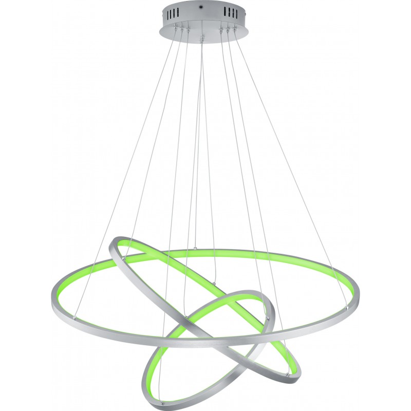 445,95 € Free Shipping | Hanging lamp Trio Aaron 80W Ø 80 cm. Dimmable multicolor RGBW LED. Remote control. WiZ Compatible Living room and bedroom. Modern Style. Metal casting. Matt nickel Color