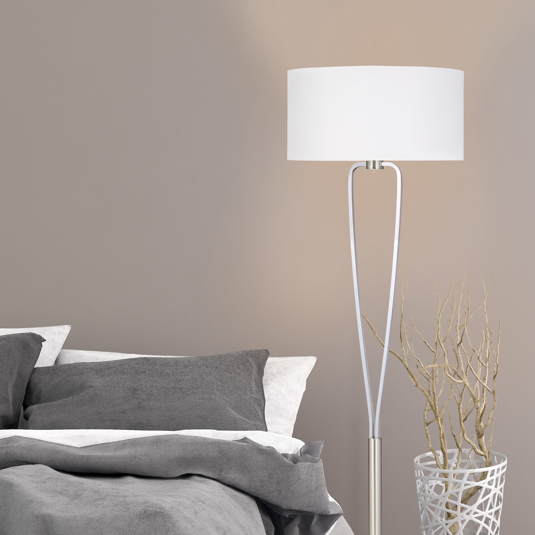 177,95 € Kostenloser Versand | Stehlampe Trio Paris II Ø 50 cm. Metall. Matt nickel Farbe
